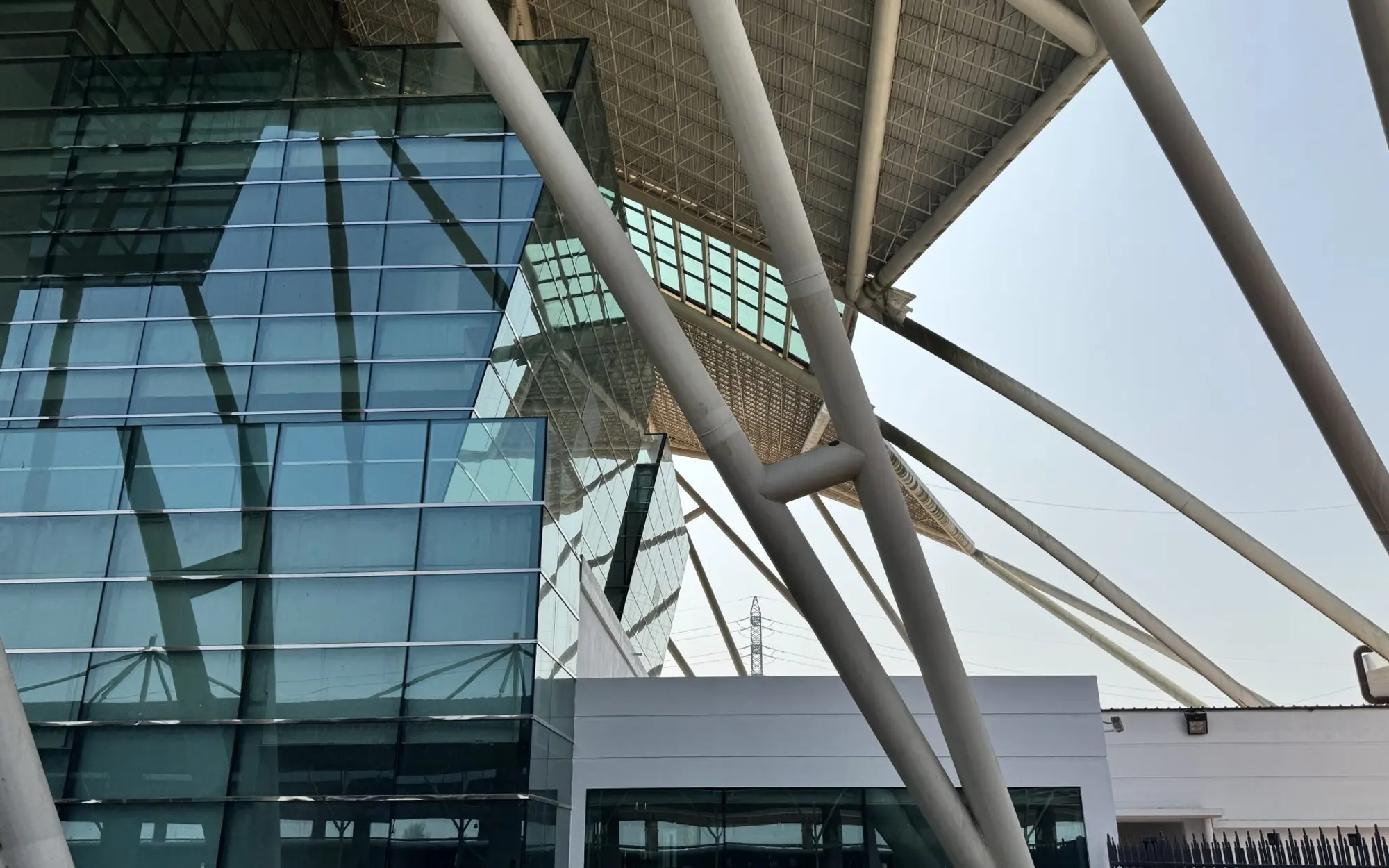 Glass and steel facade of a modern building
